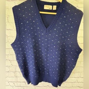 VINTAGE The Fox Collection Navy Flecked Academia Collegiate Business Vest L